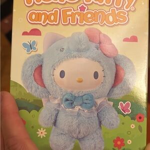 Cute Blue Plush Toy with Pink Bow